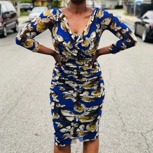 FUZZI Electric Blue Butterfly Knit Mesh Dress M